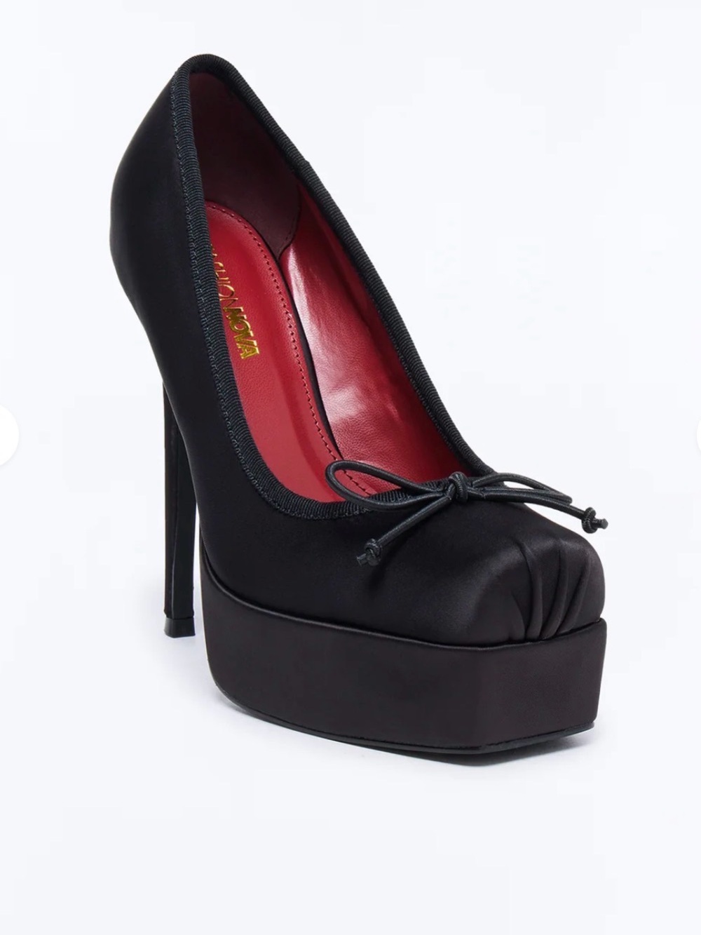 Black Platform Stiletto Pump with Bow